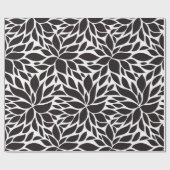 抽象芸術の花の模様（白黒） ラッピングペーパー (フラット)