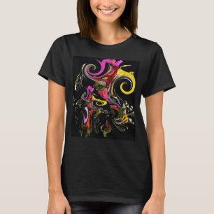 抽象芸術の花の溶けサイケデリック色 Tシャツ