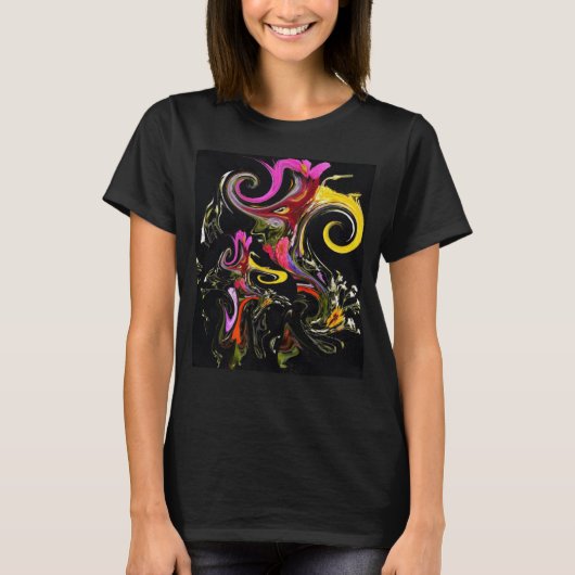抽象芸術の花の溶けサイケデリック色 Tシャツ (正面)