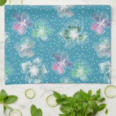 抽象芸術の花の美しいライトブルー キッチンタオル (折り畳み)