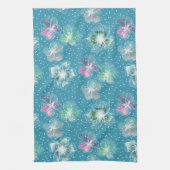 抽象芸術の花の美しいライトブルー キッチンタオル (縦)