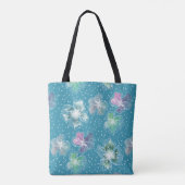 抽象芸術の花の美しいライトブルー トートバッグ (裏面)