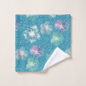 抽象芸術の花の美しいライトブルー バスタオルセット (ウォッシュタオル)