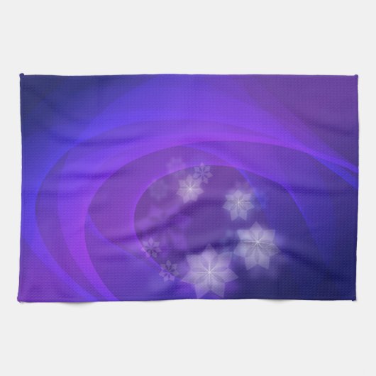 抽象芸術の花の背景(藍色) キッチンタオル (横)
