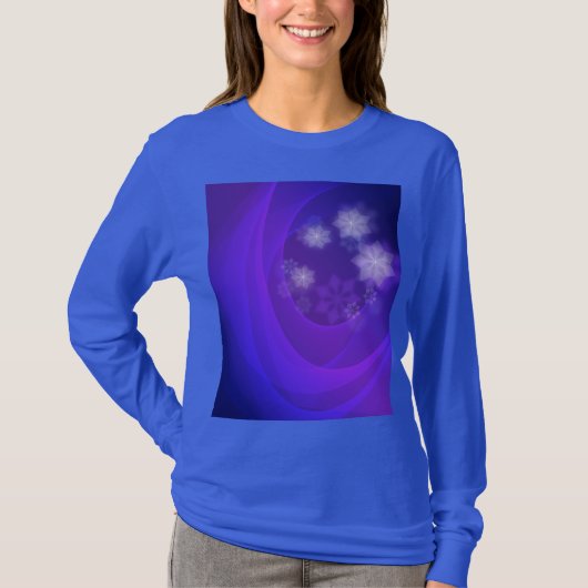 抽象芸術の花の背景（藍色） Tシャツ (正面)