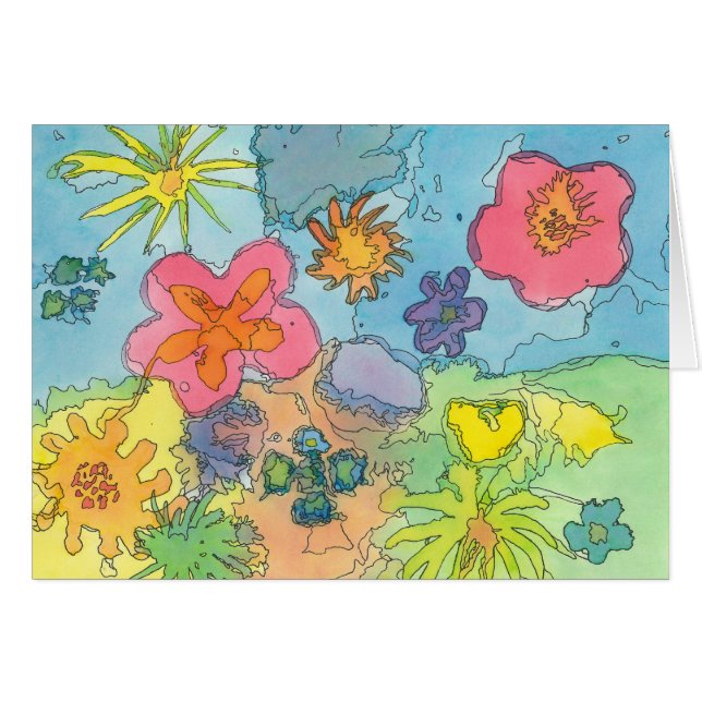 抽象芸術の花カード (正面横)