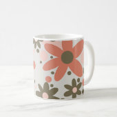抽象芸術の花サンゴ、桃と緑 コーヒーマグカップ (正面右)