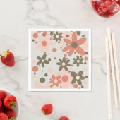 抽象芸術の花サンゴ、桃と緑 スタンダードカクテルナプキン (インサイチュ)