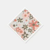 抽象芸術の花サンゴ、桃と緑 スタンダードカクテルナプキン (角)