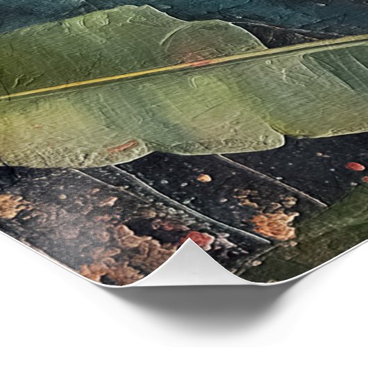 抽象芸術の花ジャングル猫の風景 ポスター (コーナー)