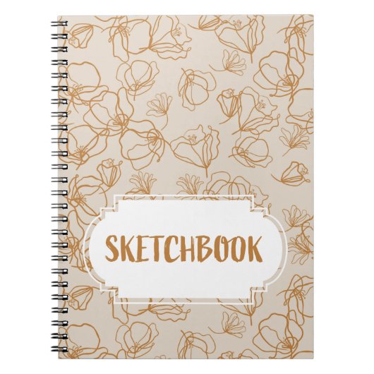抽象芸術の花ベージュ ノートブック (正面)