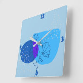 抽象芸術の花列 スクエア壁時計 (傾斜)