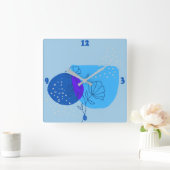 抽象芸術の花列 スクエア壁時計 (ホーム)