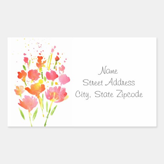 抽象芸術の花束の混合フラワーラベル 長方形シール (正面)