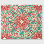 抽象芸術の花柄で、明るいグレーにハートが付いている ラッピングペーパー (フラット)