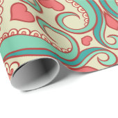 抽象芸術の花柄で、明るいグレーにハートが付いている ラッピングペーパー (ロールコーナー)