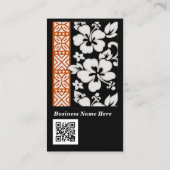 抽象芸術の花柄とQRコード 名刺 (裏面)