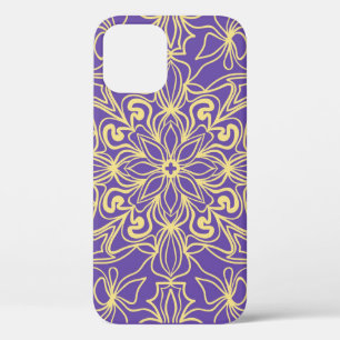 抽象芸術の花模様。ジオメトリ、曼荼羅デザイン iPhone 12ケース