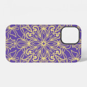 抽象芸術の花模様。ジオメトリ、曼荼羅デザイン iPhoneケース (裏面横)