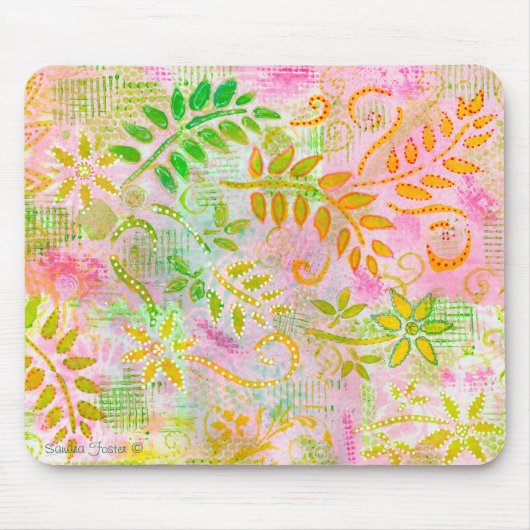 抽象芸術の花葉とマウスのパッド マウスパッド (正面)