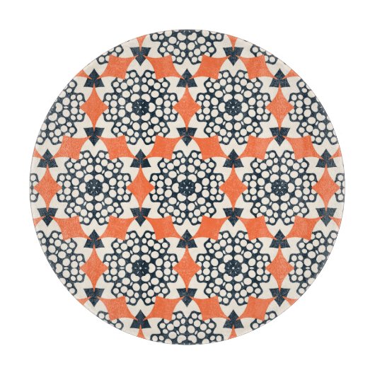 抽象芸術の花:シンプル幾何学的ヴィンテージ カッティングボード (正面)