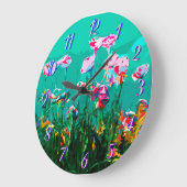 抽象芸術の花 ラージ壁時計 (傾斜)