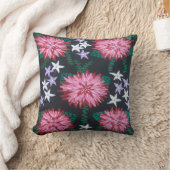 抽象芸術の花（黒） クッション (ブランケット)