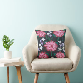 抽象芸術の花（黒） クッション