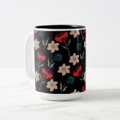 抽象芸術の花（黒） ツートーンマグカップ (正面左)