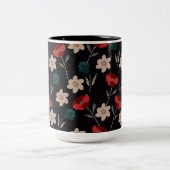 抽象芸術の花（黒） ツートーンマグカップ (中央)