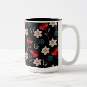 抽象芸術の花(黒) ツートーンマグカップ