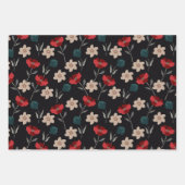 抽象芸術の花（黒） ラッピングペーパーシート (正面)