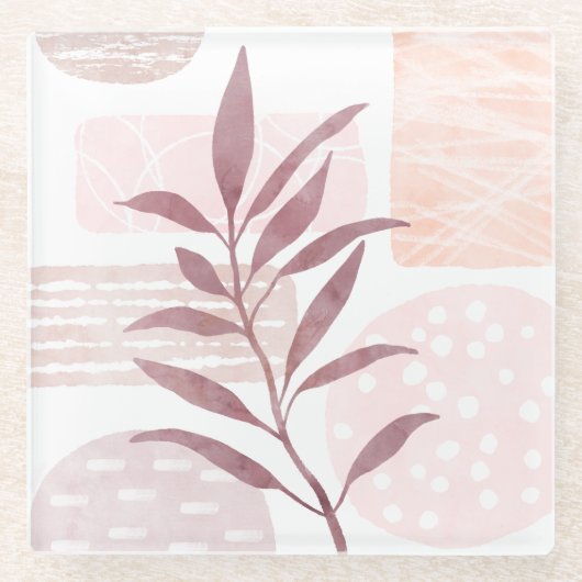 抽象芸術の落ち着き水色 ガラスコースター (正面)