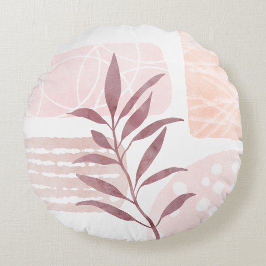 抽象芸術の落ち着き水色 ラウンドクッション (正面)