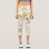 抽象芸術の落書き – マスタードとブラウン カプリレギンス (正面)