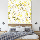 抽象芸術の落書き – マスタードとブラウン キャンバスプリント (インサイチュ (寝室))