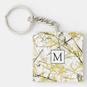 抽象芸術の落書き – マスタードとブラウン キーホルダー (正面)