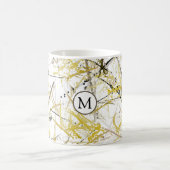 抽象芸術の落書き – マスタードとブラウン コーヒーマグカップ (中央)