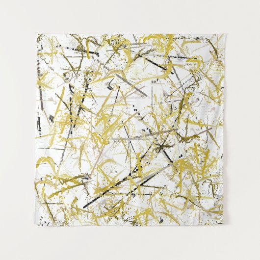 抽象芸術の落書き – マスタードとブラウン タペストリー (正面(横))