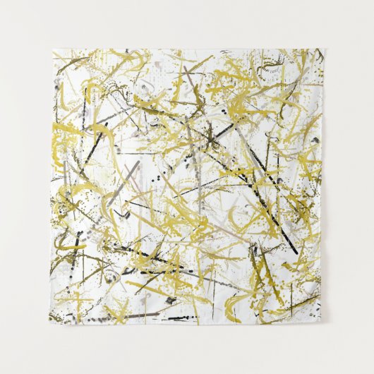 抽象芸術の落書き – マスタードとブラウン タペストリー (正面)