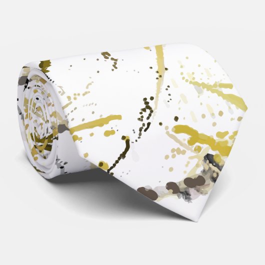 抽象芸術の落書き – マスタードとブラウン ネクタイ (ロール)