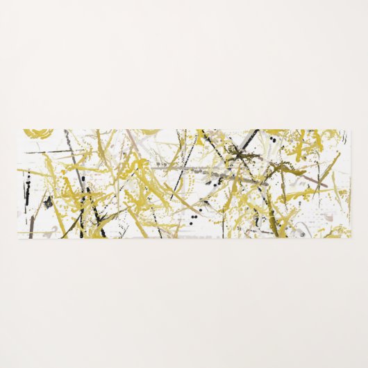 抽象芸術の落書き – マスタードとブラウン ヨガマット (裏面(横))