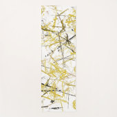 抽象芸術の落書き – マスタードとブラウン ヨガマット (正面)