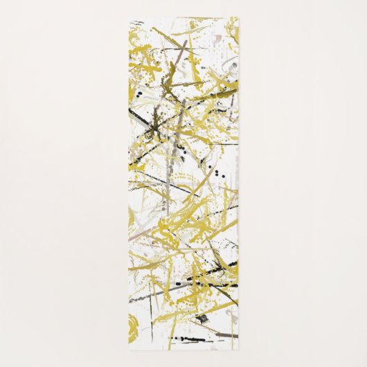 抽象芸術の落書き – マスタードとブラウン ヨガマット (裏面)