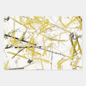 抽象芸術の落書き – マスタードとブラウン ラッピングペーパーシート (正面3)