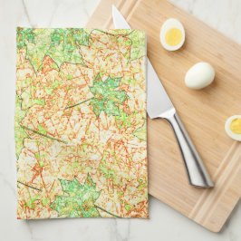 抽象芸術の葉を引っかき地面に、ベージュ キッチンタオル