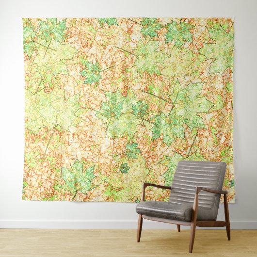 抽象芸術の葉を引っかき地面に、ベージュ タペストリー (インサイチュ(横))