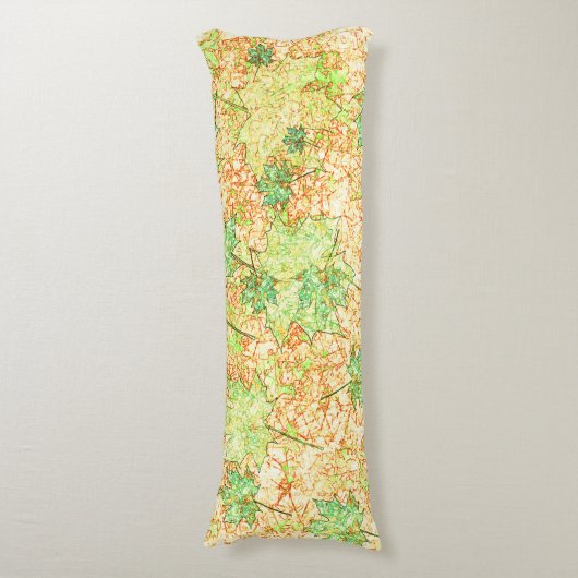 抽象芸術の葉を引っかき地面に、ベージュ ボディピロー (正面縦)