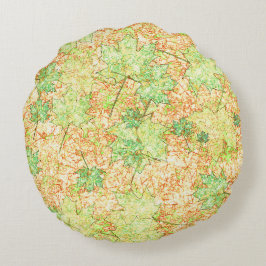 抽象芸術の葉を引っかき地面に、ベージュ ラウンドクッション