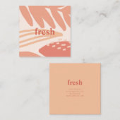 抽象芸術の葉ピーチピンクコーラルクリーム赤面 スクエア名刺 (正面/裏面)
